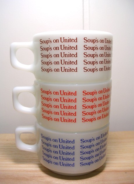 画像: オールドパイレックス・SOUP'S ON UNITED・カップ・赤茶